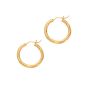 14K Yellow Gold Diamond Cut & Polished Design Hoop Earring