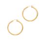14K Yellow Gold 2x25mm Diamond Cut & Polished Design Hoop Earring