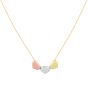 14K Gold Tri-Color Triple Heart Necklace