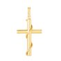 14K Gold Tube Cross with Rope Detail