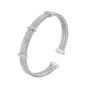 Silver Men's Triple Diamond Bar Woven Bangle