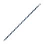 Silver Blue Leather Box Link Bracelet