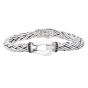 Silver Black Sapphire Woven Palmier Hook Bracelet