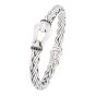 Silver Black Sapphire Woven Palmier Hook Bracelet