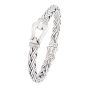 Silver White Sapphire Woven Palmier Hook Bracelet