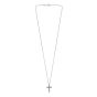 Silver Men's Mini Black Spinel Cross Necklace