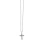 Silver Men's Mini Black Spinel Cross Necklace