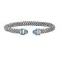Sterling Silver Prosecco Gemstone & Diamond Classic Cuff Bangle