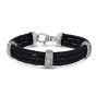 Sterling Silver Leather Triple Strand Woven Bracelet 