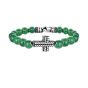 Men's Silver Cross & Green Agate Bead Bracelet