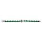 Men's Silver Cross & Green Agate Bead Bracelet