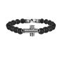 Men's Silver Cross & Onyx Bead Bracelet