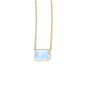 14K Gold Emerald Cut Blue Topaz Necklace