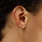 14K Double Pierced Chain Huggies