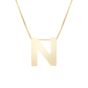 14K Gold Block Letter Initial N Necklace
