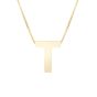 14K Gold Block Letter Initial T Necklace