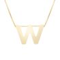 14K Gold Block Letter Initial W Necklace