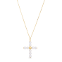 14K Gold Pearl Cross Pendant
