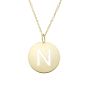 14K Gold Disc Initial N Necklace