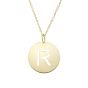 14K Gold Disc Initial R Necklace