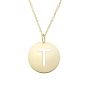 14K Gold Disc Initial T Necklace
