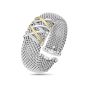 Silver, 18K Gold and Diamond Popcorn Tally Bangle 