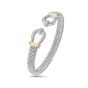Silver & 18K Gold Popcorn Cuff Horsehoe Bangle 
