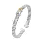 Silver 18K Diamond XO Bangle