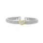 Silver 18K Diamond Heart Bangle