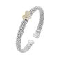 Silver 18K Diamond Heart Bangle