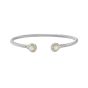Silver & 18K Round Tip Cable Cuff Bangle