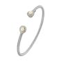 Silver & 18K Round Tip Cable Cuff Bangle