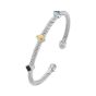 Silver & 18K Triple Accent Twist Cuff Bangle