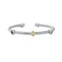 Silver & 18K Triple Accent Twist Cuff Bangle