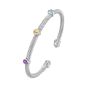 Silver & 18K Triple Accent Twist Cuff Bangle
