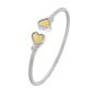 Silver & 18K Polished Heart Cuff Bangle