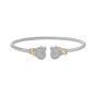 Silver & 18K Heart Cuff Bangle