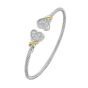 Silver & 18K Heart Cuff Bangle