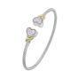 Silver & 18K Heart Cuff Bangle