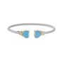 Silver & 18K Heart Cuff Bangle