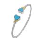 Silver & 18K Heart Cuff Bangle