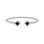 Silver & 18K Clover Cuff Bangle 