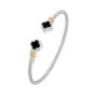 Silver & 18K Clover Cuff Bangle 
