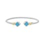 Silver & 18K Clover Cuff Bangle