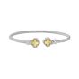 Silver & 18K Polished Clover Cuff Bangle