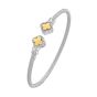 Silver & 18K Polished Clover Cuff Bangle