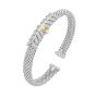 Silver, 18K & Diamond Prosecco Deco Wreath Bangle