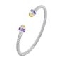 Silver & 18K Amethyst Retro Italian Cable Bangle