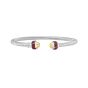 Silver & 18K Garnet Retro Italian Cable Bangle