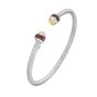Silver & 18K Garnet Retro Italian Cable Bangle